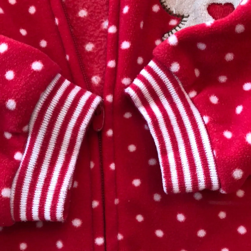 Carter’s Christmas Red Zip-Up Fleece Sleep Play Pajamas 18 months Polka Dot